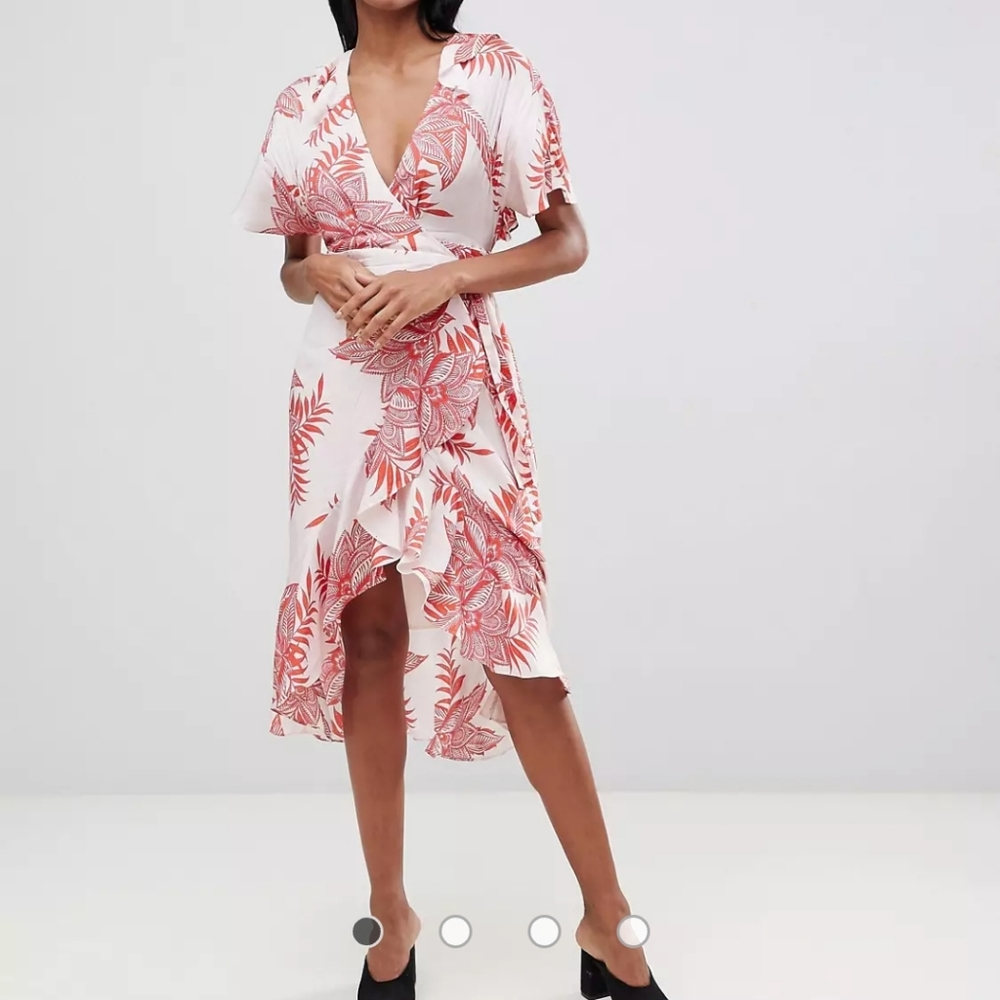 Whistles Red and White Floral Midi Dress